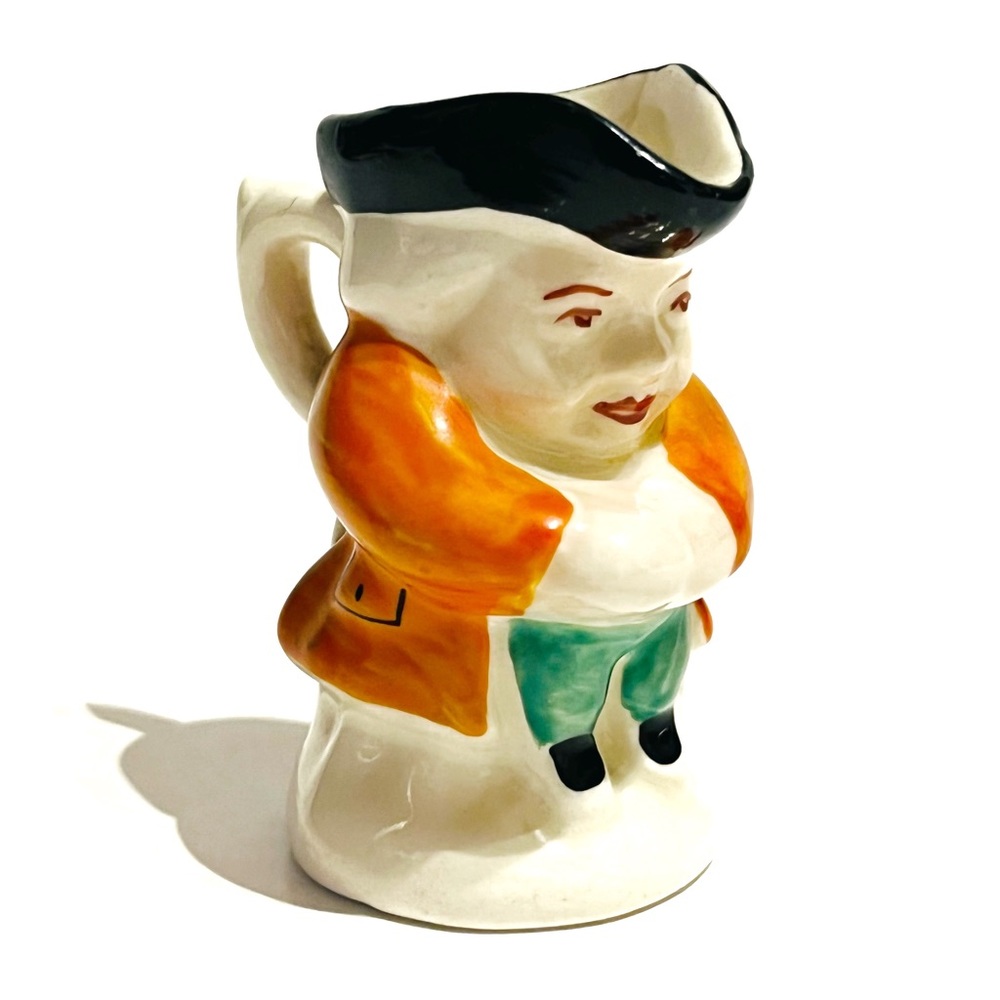 Vintage Fancies Fayre Pottery England Miniature Ceramic Jug Signed Historic Man